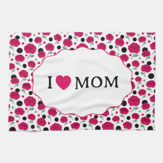 Wine Rose Green Polka Dot Graphic Pattern Modern   Kitchen Towel