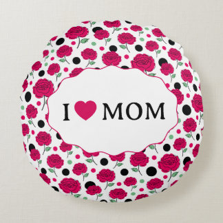 Wine Rose Green Polka Dot Graphic Pattern Modern   Round Pillow