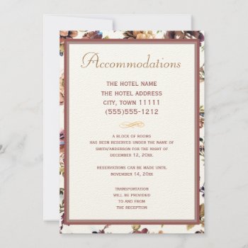 Wine Rose Wedding Accommodations Card by WeddingsByMaggie at Zazzle