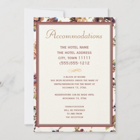 Wine Rose Wedding Accommodations Card