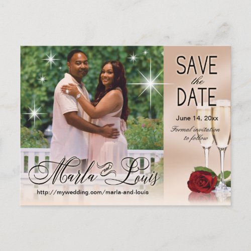 Wine  Roses Photo Save the Date Blush Pink Announcement Postcard