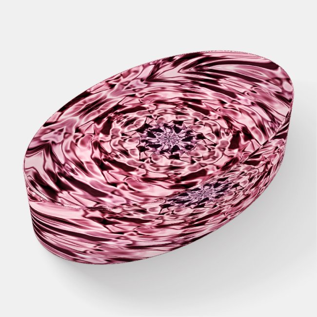Wine Satin Mandala Abstract Pink Glass Paperweight
