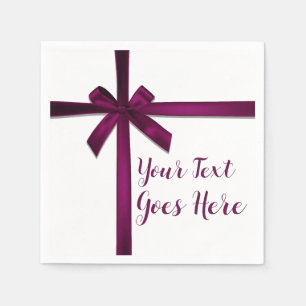 Wine Satin Ribbon Bow Christmas Holiday Party Napkins