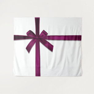 Wine Satin Ribbon Bow Christmas Holiday Party Tapestry