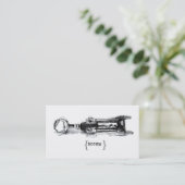 Wine Screw Opener Black  White Drawing Bartender Business Card (Standing Front)