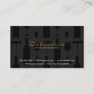 Wine Set   Black on Black Business Card