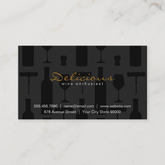 Wine Set | Black on Black Business Card (Front)