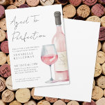 Wine Simple 50th Birthday Party Invitation<br><div class="desc">Sophisticated Wine Simple Fifty 50th Birthday Party Invitation. Celebrate fifty fabulous years with this elegant and timeless invitation, featuring a blush pink and gray watercolor wine bottle paired with a matching wine glass on the right side for a soft, modern touch. Aged to Perfection is displayed at the top in...</div>