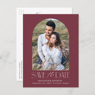 Wine Simple Modern Arch Photo Save the Date Announcement Postcard