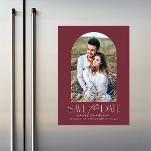 Wine Simple Modern Arch Photo Save the Date Magnetic Invitation