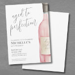 Wine Simple Sixty 60th Birthday Party Invitation<br><div class="desc">Sophisticated Wine Simple Sixty 60th Birthday Party Invitation. Mark sixty years with this timeless and elegant invitation, featuring a large watercolor pink and gray wine bottle on the right side for a contemporary touch. "Aged to Perfection" is elegantly displayed at the top in script typography, with a classic serif font...</div>