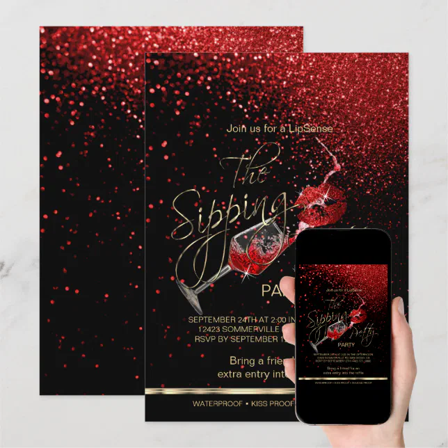 Wine Sipping and Lips Lipsense Party Invitation | Zazzle