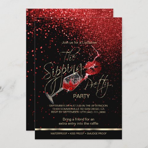 Wine Sipping and Lips Lipsense Party Invitation