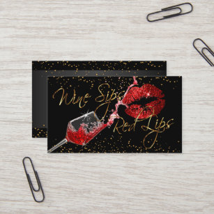 Wine Sips and Red Lips Business Card