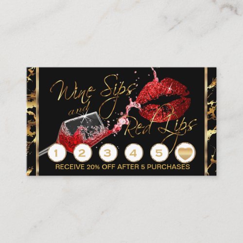 Wine Sips and Red Lips _ Loyalty Card