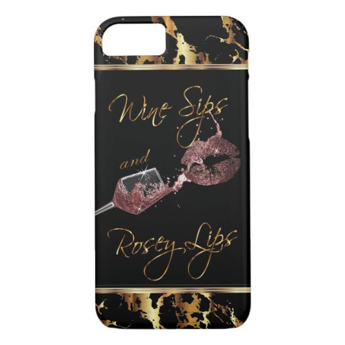 Wine Sips and Rosey Lips _ Dusty Rose iPhone 87 Case
