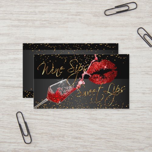 Wine Sips and Sweet Lips Business Card