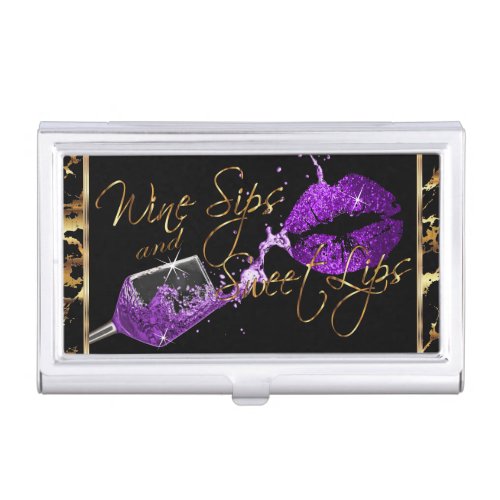 Wine Sips and Sweet Lips _ Marble Business Card Holder