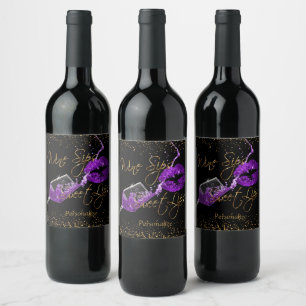 Wine Sips 🍷 and Sweet Lips - Purple Wine Label