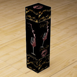 Wine Sips and Sweet Rosey Lips - Marble Pattern Wine Gift Box