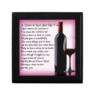 Wine Sister in Law Poem Keepsake Box