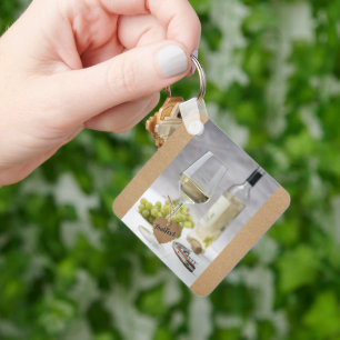 Wine Sommelier Vine Lover Bottle Grape Design Keychain