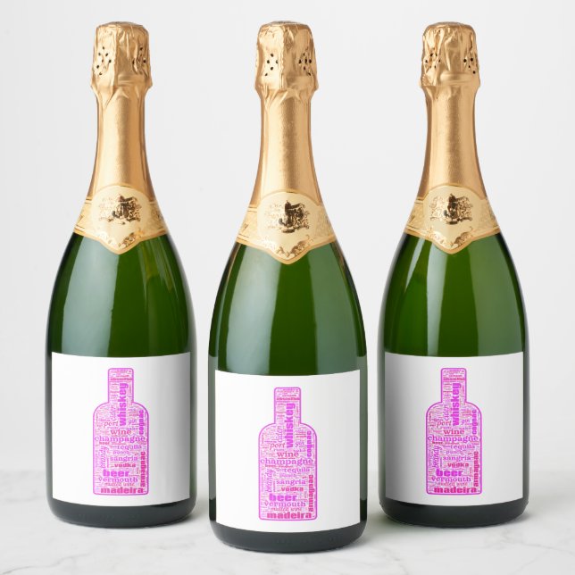 Wine & Sparkling Wine Labels - Word Cloud (Bottles)