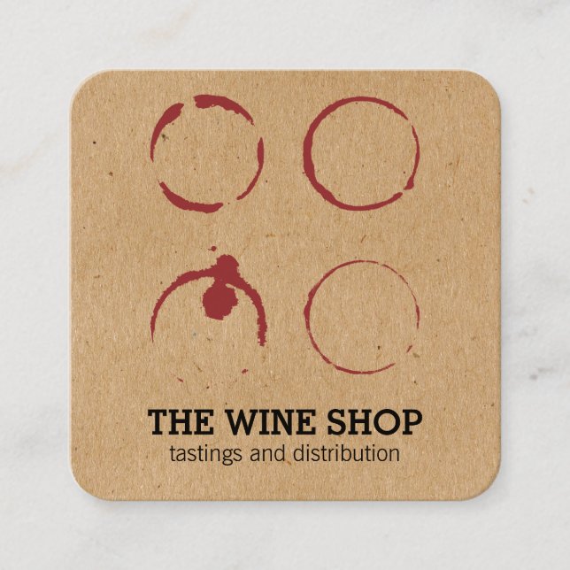 Wine Specialist Wine Stain Square Business Card (Front)