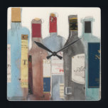 Wine & Spirits Square Wall Clock<br><div class="desc">Wine & Spirit II by Samuel Dixon. Features a collection of various wines and spirits.</div>