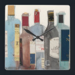 Wine & Spirits Square Wall Clock<br><div class="desc">Wine & Spirit II by Samuel Dixon. Features a collection of various wines and spirits.</div>