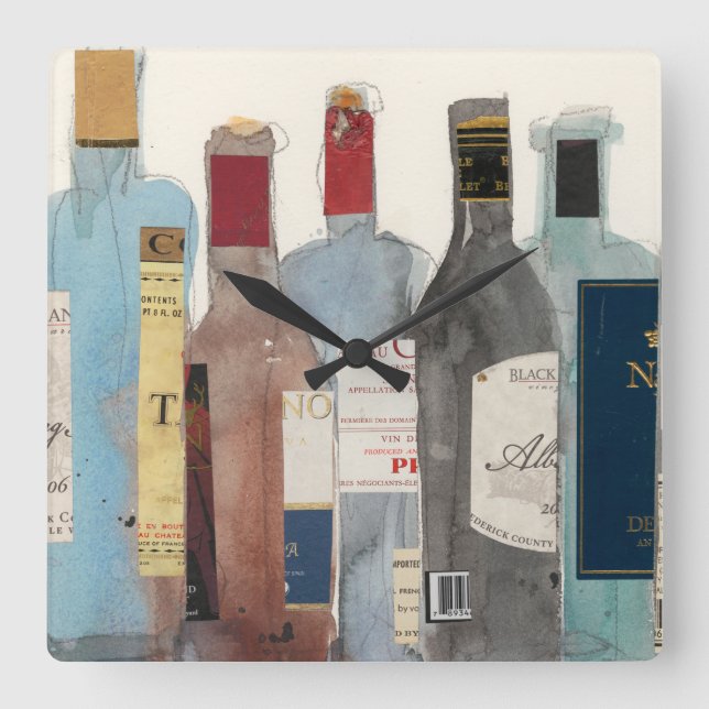 Wine & Spirits Square Wall Clock (Front)