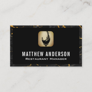 Wine Splash Logo Gold Black Marble Business Card