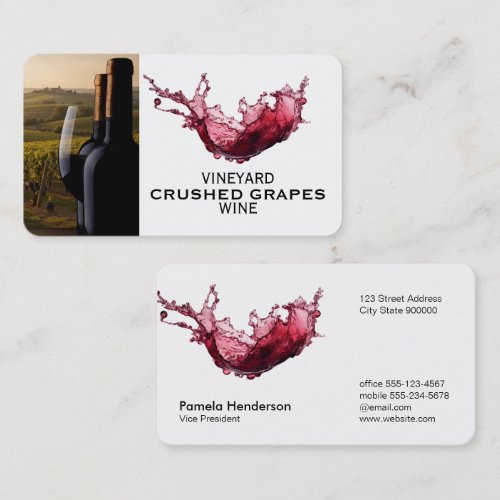 Wine Splash | Vineyard | Wine Bottles Business Card