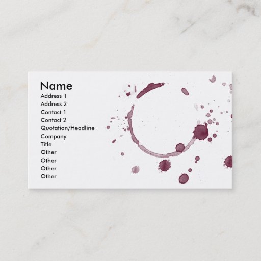 Customizable Wine Splatter Business Card 1