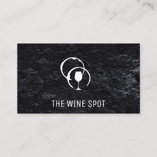 Wine Stain and Glass | Chic Black Texture Business Card (Front)