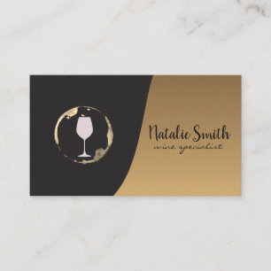 Wine Stain and Glass Classic Gold Black Business Card