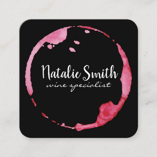 Wine Stain black  white Square Business Card