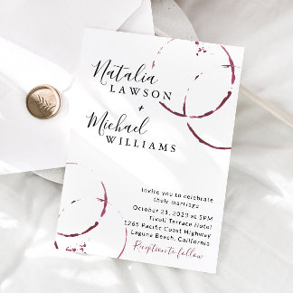 Wine Stain, Burgundy Watercolor Wedding Invitation