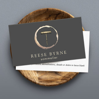 Wine Stain Corkscrew Sommelier Bartender  Business Business Card by sm_business_cards at Zazzle