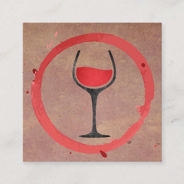 Wine Stain | Glass of Wine Icon Square Business Card (Front)