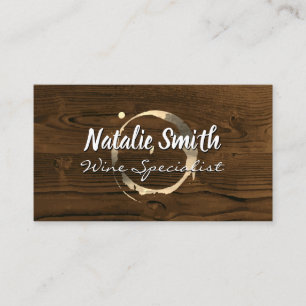 Wine Stain Gold   Wood Background Business Card