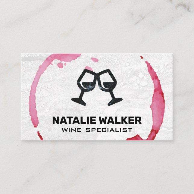 Wine Stain | Marble Cheers Glasses Business Card (Front)