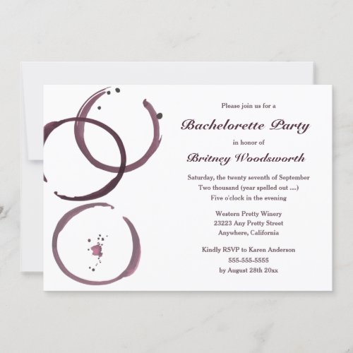 Wine Stain Vineyard Bachelorette Party Invitations