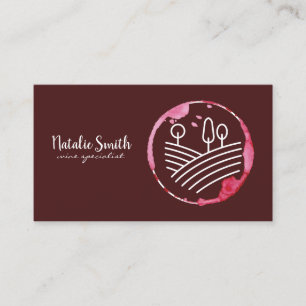Wine Stain Vineyard Logo Dark Red Business Card