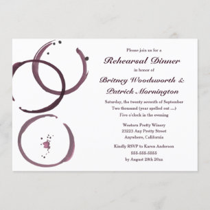 Wine Stain Vineyard Rehearsal Dinner Invitations