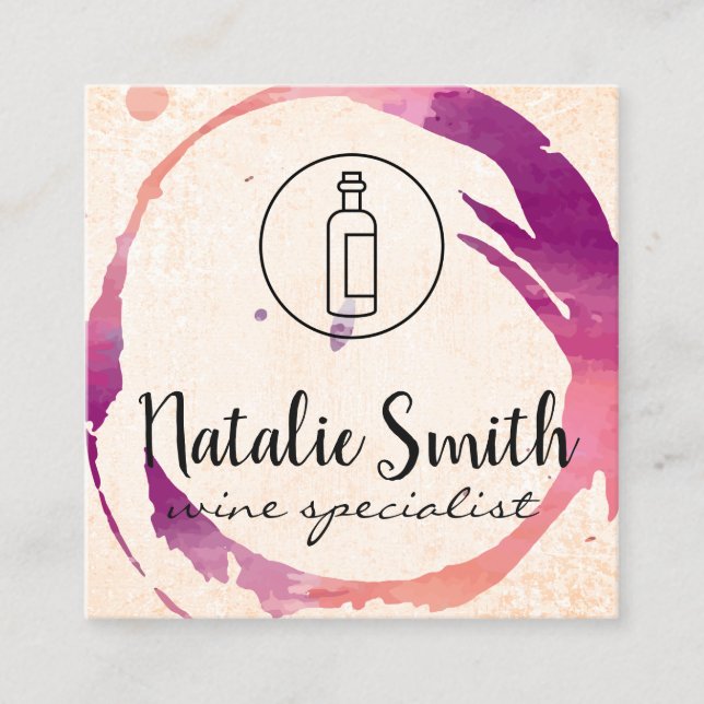 Wine Stain (wine bottle) Square Business Card (Front)