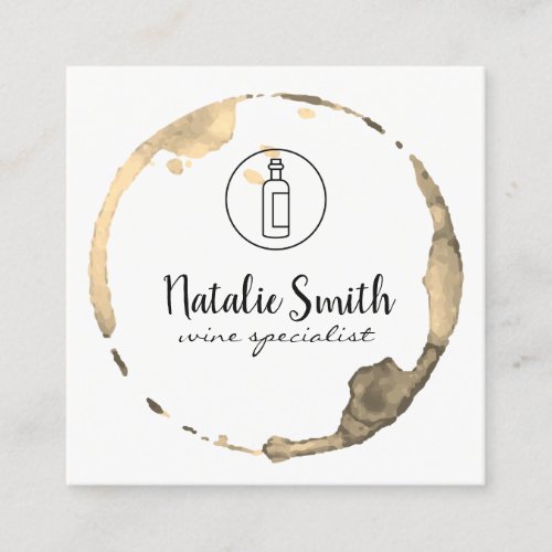 Wine Stain wine bottle Square Business Card
