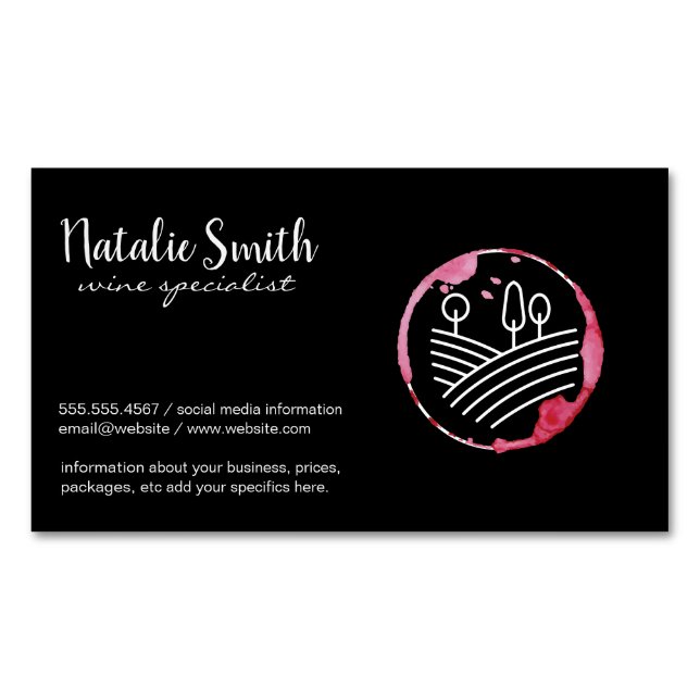 Wine Stain (wine bottle) Vineyard Business Card Magnet (Front)