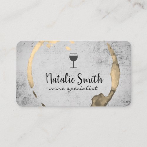 Wine Stain wine glass  Gold Business Card