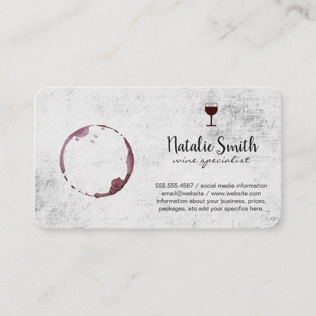Wine Stain Wine Specialist Business Card (Front)